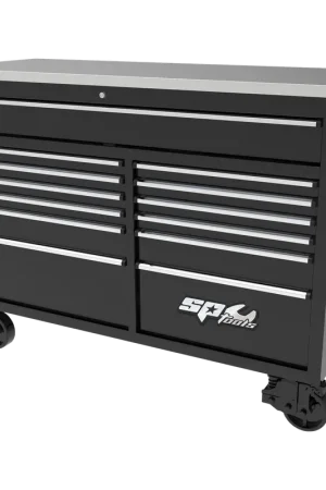 SP Tools 59" USA Sumo Series Roller Cabinet - 13 Drawer - Black/Chrome Budget