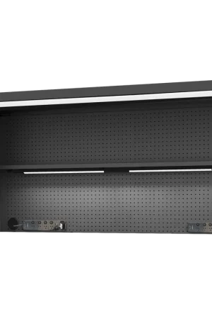 Super Sale SP Tools 73" USA Sumo Series Power Top Hutch with Shelf, Pegboard, Light & 2x Powerboards - Black/Chrome