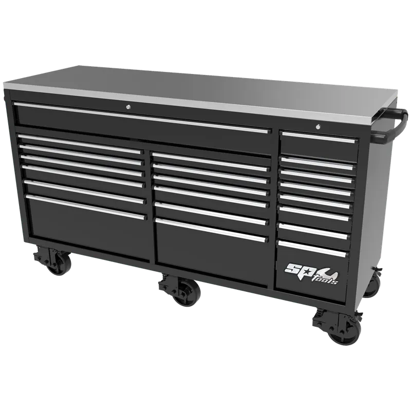 SP Tools 73" USA Sumo Series Roller Cabinet - 21 Drawer - Black/Chrome Discount