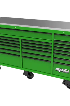 Exclusive SP Tools 73" USA Sumo Series Roller Cabinet - 21 Drawer - Green/Black