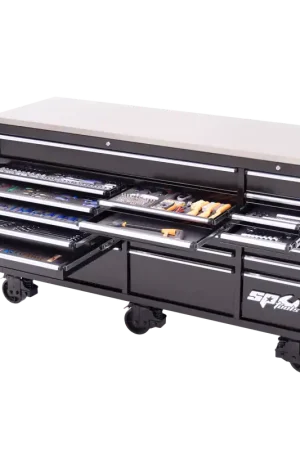 Super Sale SP Tools 73" USA Sumo Series Roller Cabinet Tool Kit - 465pc - Metric & SAE - Black/Chrome