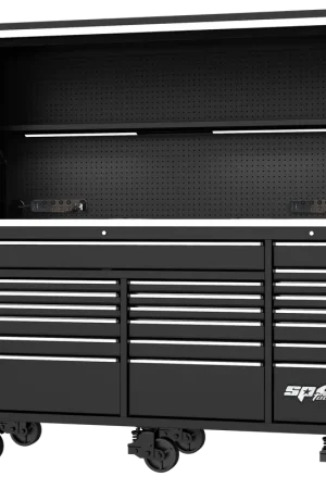 SP Tools 73" USA Sumo Series Workstation - Roller Cabinet & Top Hutch Combo - Black/Chrome Viral