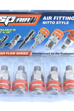 Exclusive SP Tools Air Fittings - 1/4" Male Thread Coupler - Nitto Style - Hi Flow Series - Box of 5