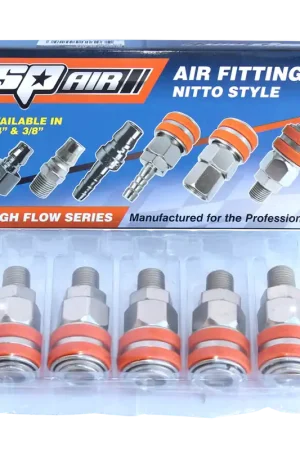 No Minimum Order SP Tools Air Fittings - 3/8" Male Thread Coupler - Nitto Style - Hi Flow Series - Box of 5
