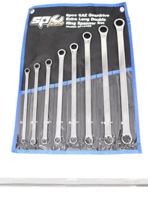 Bargain SP Tools Box Drive Double Ring Spanner Set - 0° Offset - Extra Long - SAE - 8pc