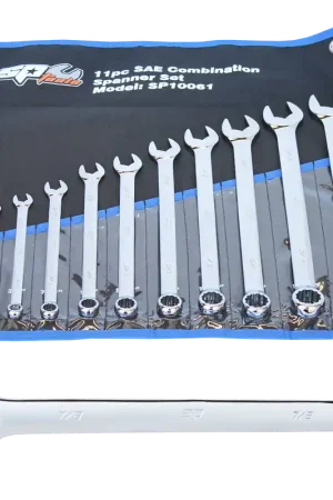 Discount SP Tools Combination ROE Quad Drive Spanner Set - 15° Offset - SAE - 11pc