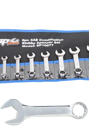 SP Tools Combination ROE Quad Drive Spanner Set - Stubby - 15° Offset - SAE - 8pc Viral