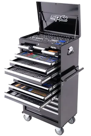 New Arrival SP Tools Custom Series Tool Kit Combo 370pc - Metric & SAE - Black/Chrome - Plus Extra EVA Foam Trays