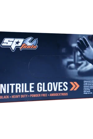 SP Tools Disposable Nitrile Black Gloves - Large - Box 100 Certified