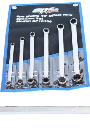SP Tools Double Ring Spanner Set - 40° Offset - Long - Metric - 6pc Trusted Brand