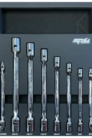 SP Tools Dual Flexhead Socker Spanner Set - Housed in EVA Foam - 8pc Latest