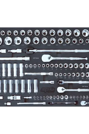 SP Tools EVA Foam Tray Tool Kit - Sockets & Accessories - 124pc - Metric & SAE Same Day Shipping
