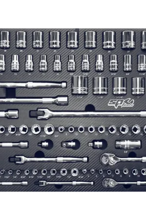 SP Tools EVA Foam Tray Tool Kit - Tech Series - Sockets & Accessories - 90pc - Metric & SAE Same Day Shipping
