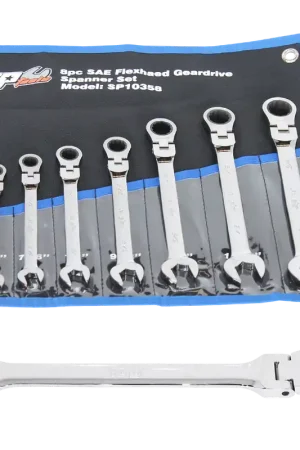 SP Tools Flex Head Gear Drive ROE Quad Drive Spanner Set - SAE - 8pc Latest