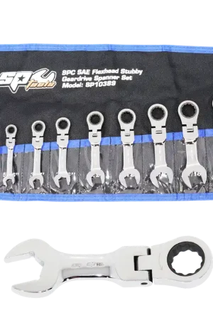 SP Tools Flex Head Gear Drive ROE Quad Drive Spanner Set - Stubby - SAE - 9pc Viral