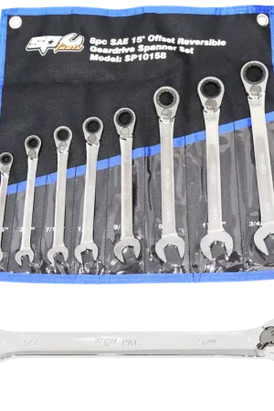 Worldwide Shipping SP Tools Gear Drive ROE Quad Drive Spanner Set - 15° Offset - SAE - 8pc