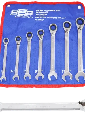 SP Tools Gear Drive ROE Spanner Set - 888 Series - 15° Offset - SAE - 7pc Instant Buy
