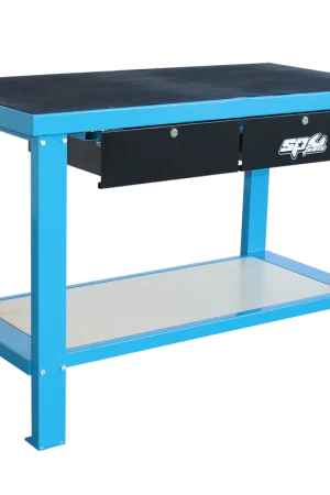 SP Tools Heavy Duty Workshop Bench- 2 Drawer - Blue/Black Limited Offer