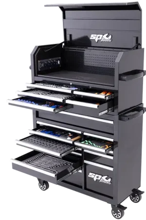 SP Tools Sumo Series Power Hutch Tool Kit Combo - 550pc - Metric & SAE - Black/Crome - Plus Extra EVA Foam Trays Markdown