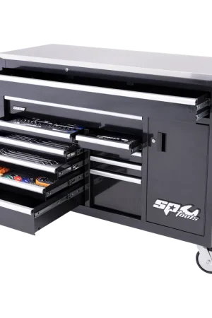 SP Tools Sumo Series Roll Cab Tool Kit with Power Tool Cupboard and Built-in Power Board - 448pc - Metric & SAE - Diamond Black Special Offer