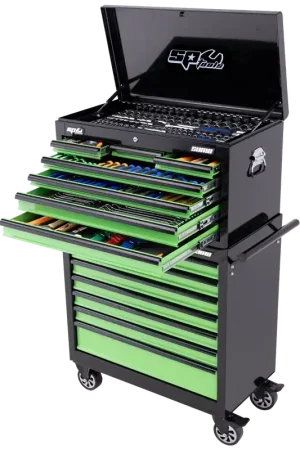 SP Tools Sumo Series Tool Kit Combo - 417pc - Metric & SAE - Black/Green Drawers Professional Grade