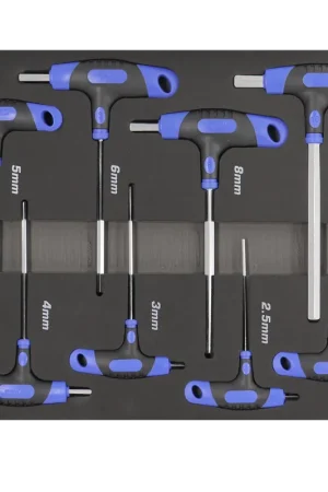 SP Tools T-Handle Ball Drive Hex Key Set in EVA Foam - Metric - Colour Coded - 8pc Modern