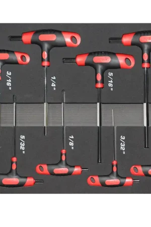 SP Tools T-Handle Ball Drive Hex Key Set in EVA Foam - SAE - Colour Coded - 8pc Exclusive Offer